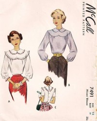 7491 MCCALL 43 SWEETHEART YOKE SS-LS BLOUSE PATTERN 14 32